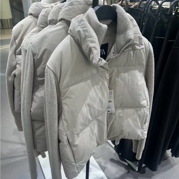 Authentic Zara Beige Puffer Jacket - Picture 1 of 4